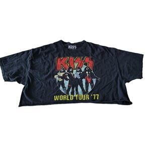 KISS World Tour 1977 Crop Crewneck T-Shirt 2021 Women Sz 2XL